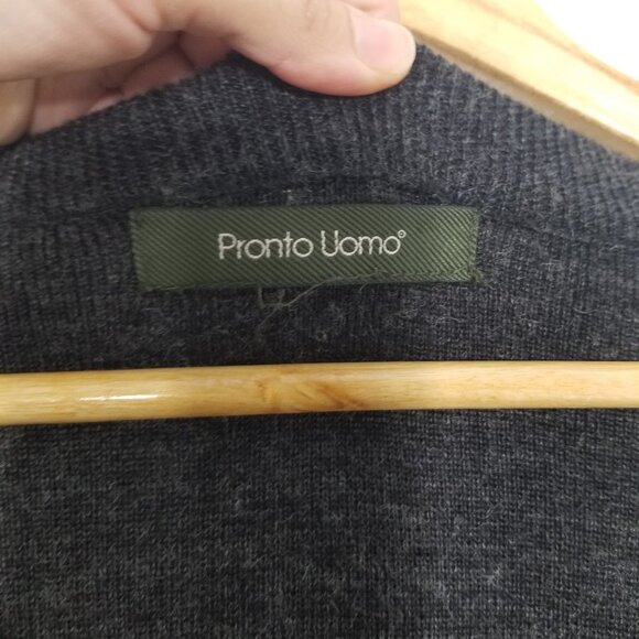Vintage Pronto Uomo Retro Mens V-Neck Pullover Knitted Sweater Grandpa Cozy - Picture 5 of 8